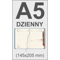 A5 dzienny KLASYCZNY (360 str. I wycinane registry I perforacja narożników)